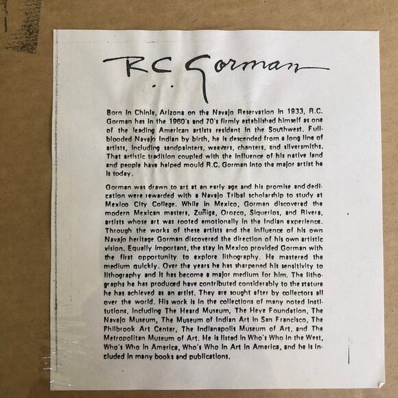 R.C. Gorman “Anita” Navajo Woman 8x10 Matted Art Print New Sealed Southwest - Picture 4 of 7
